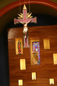 photo of cross above altar