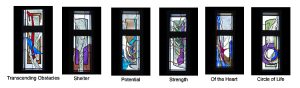 stained glass with each piece's meaning