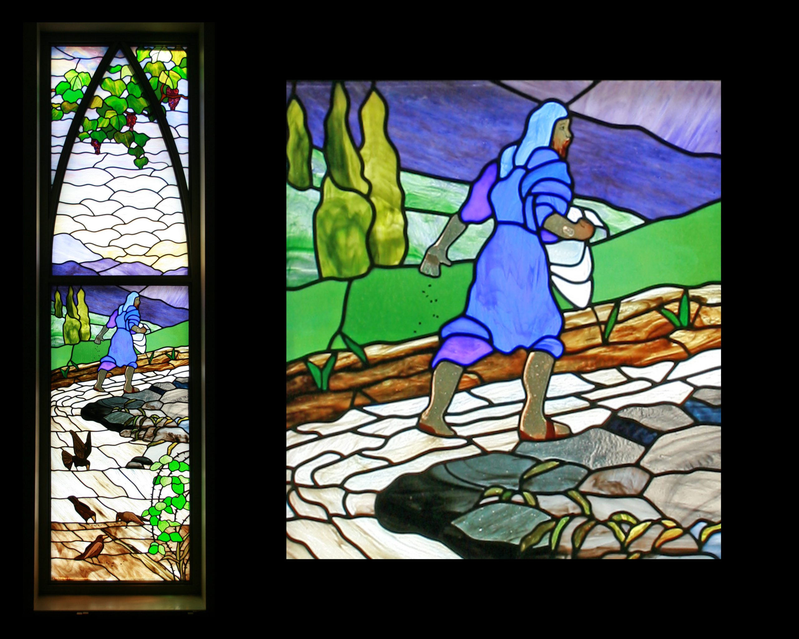 stained glass depicting The Sower