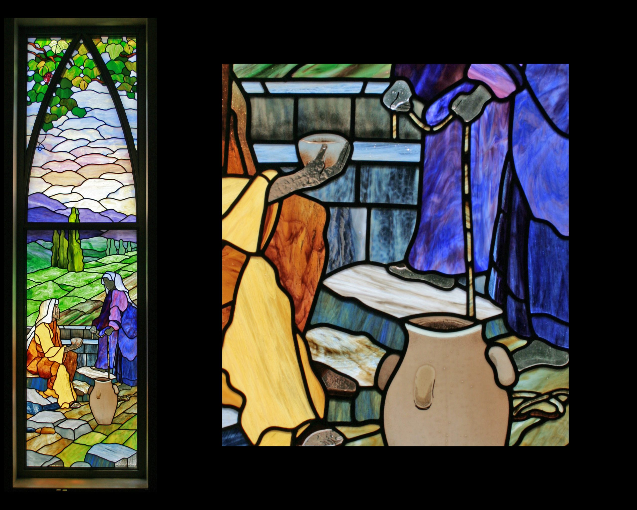 stained glass depicting The Woman at the Well